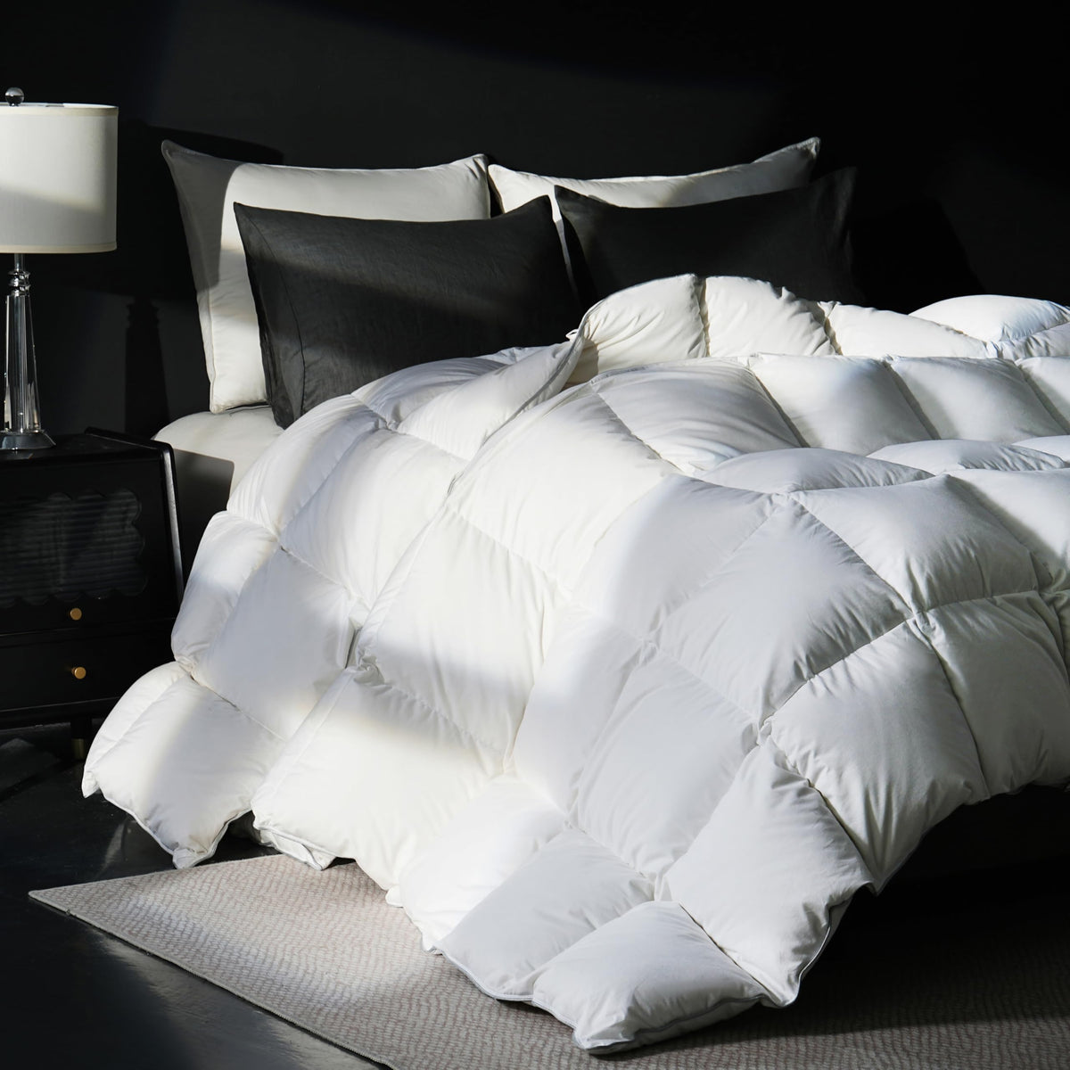 Yalamila goose-down comforter with a baffle-box design for even warmth.