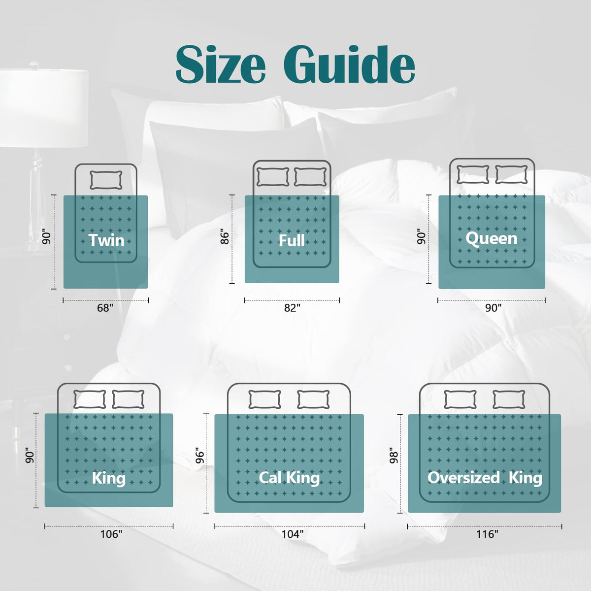 Yalamila king-size comforter fits large beds at 106x90 inches.