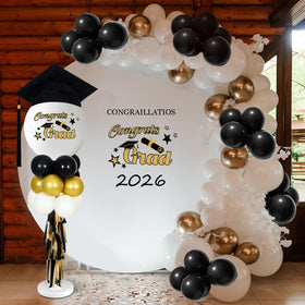 Yalikop top balloons 36-inch black and gold create a dramatic focal point