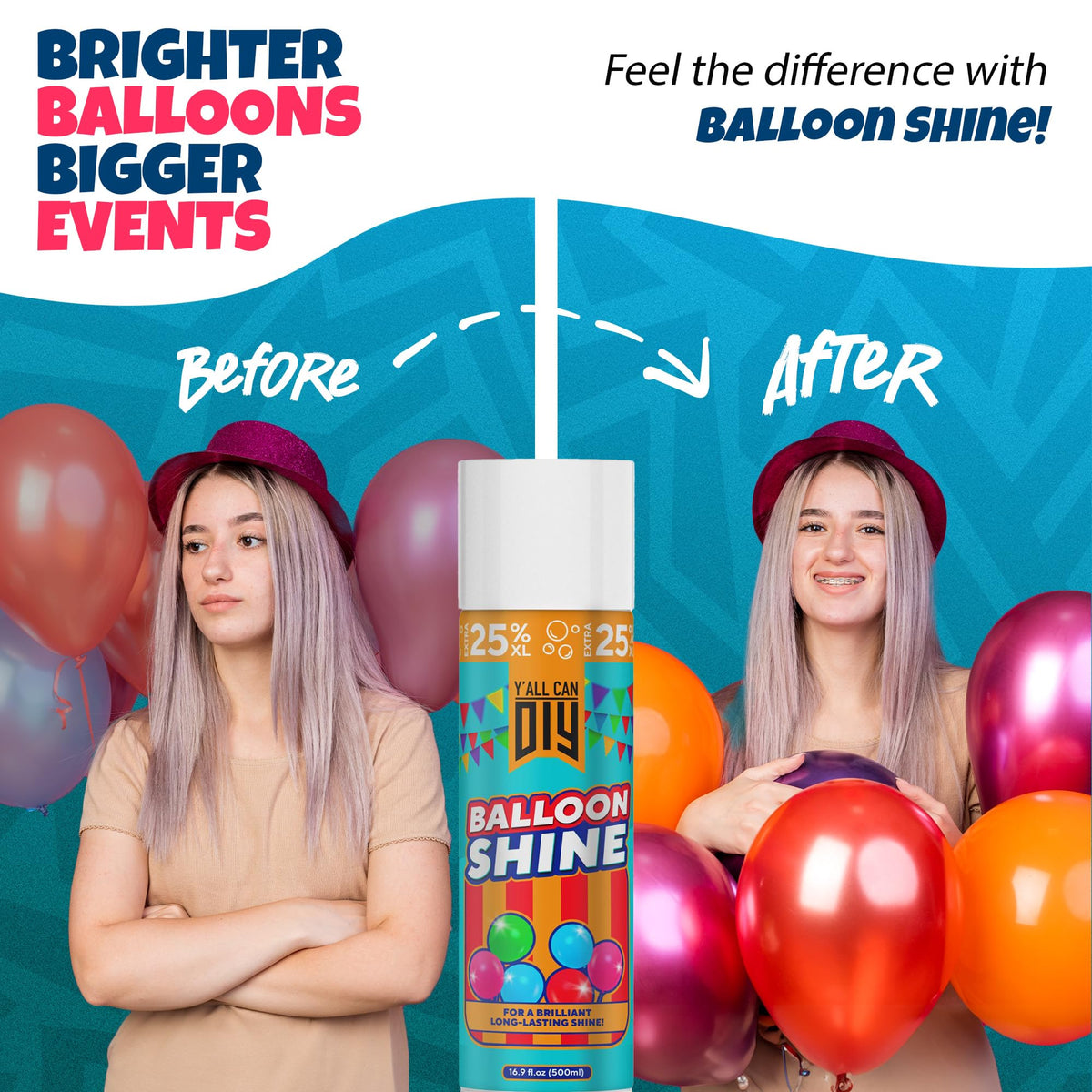 Yallcandiy Balloon Gloss Finish enhances balloon vibrancy for indoor and outdoor events.