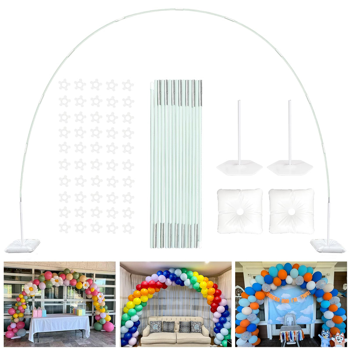 YALLOVE balloon arch stand base enables stable setup with easy height adjustment.