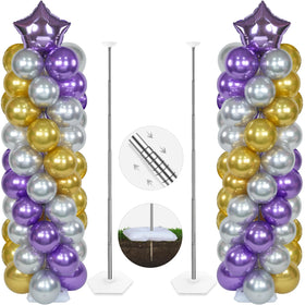 YALLOVE balloon column stand kit outdoors with stable base and stakes.