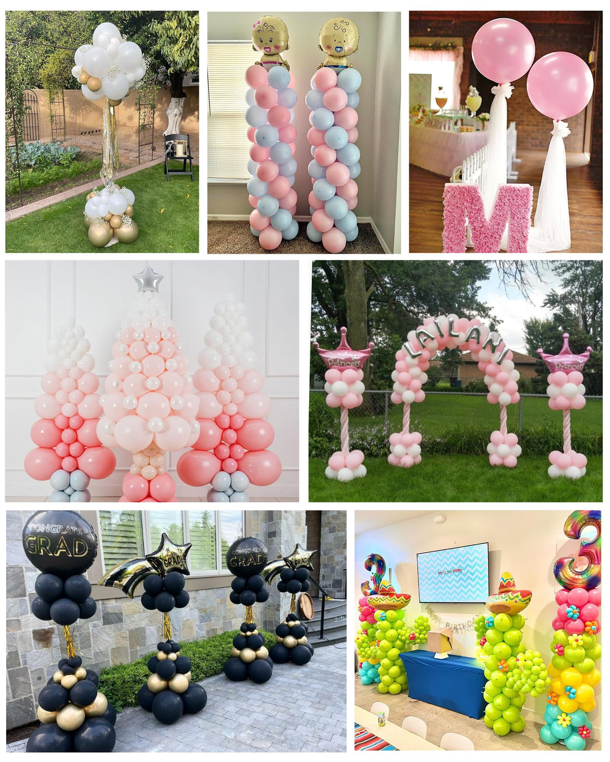 YALLOVE balloon column stand shows easy assembly with no fittings required.