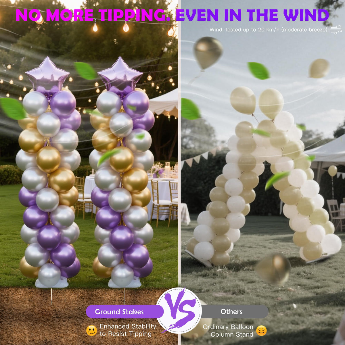YALLOVE metal balloon stand with water base enables quick setup.