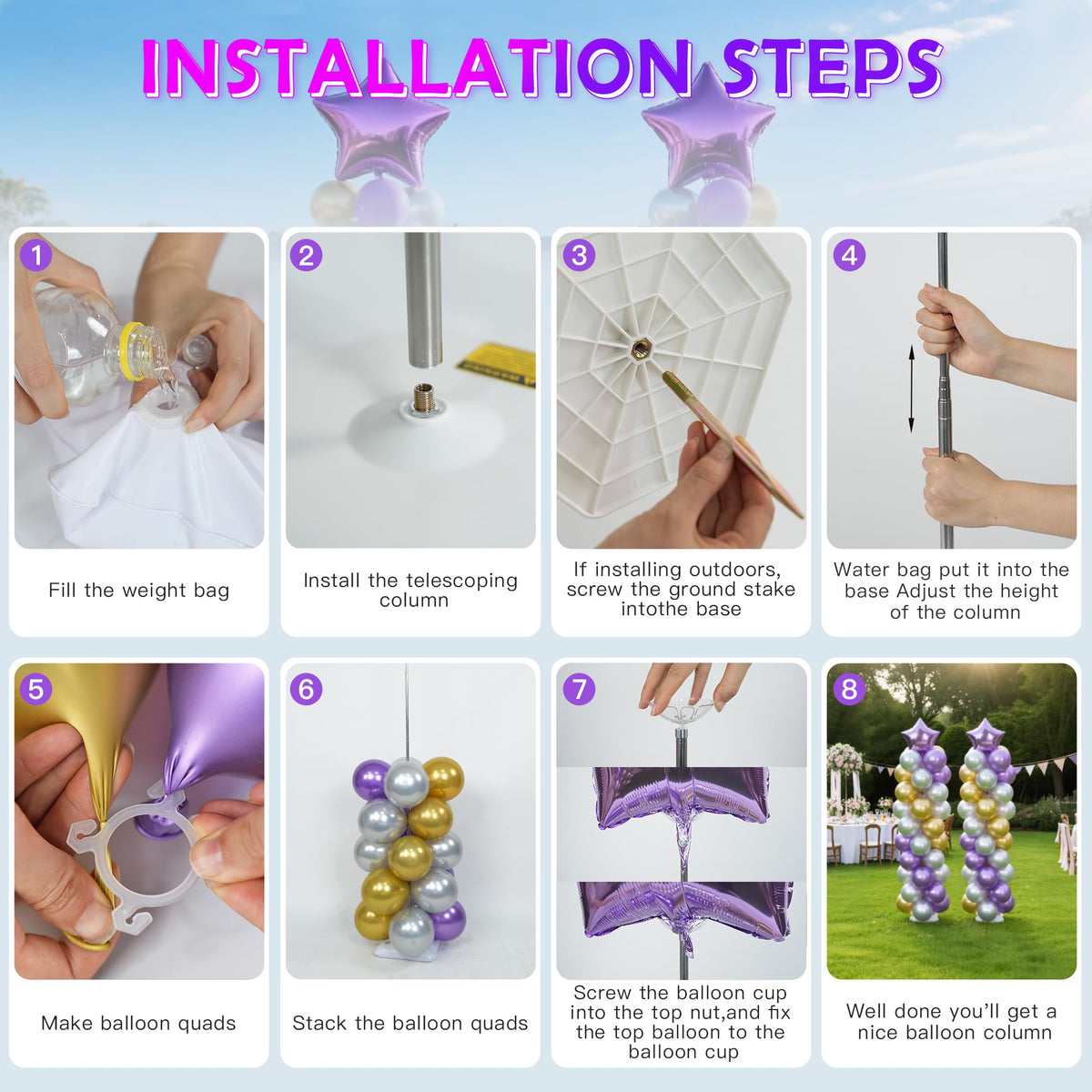 YALLOVE ready-to-use balloon rack for effortless party decor setups.