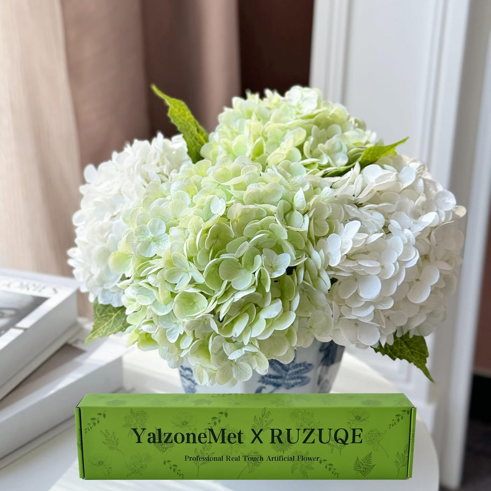YalzoneMet artificial hydrangea flowers set of four for year-round decor.