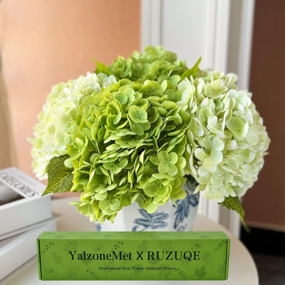 YalzoneMet Hydrangea 21-inch long-stem light-green bouquet for elegant home decor