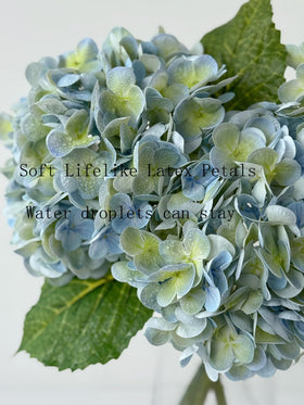 YalzoneMet latex hydrangea head close-up highlights realism.