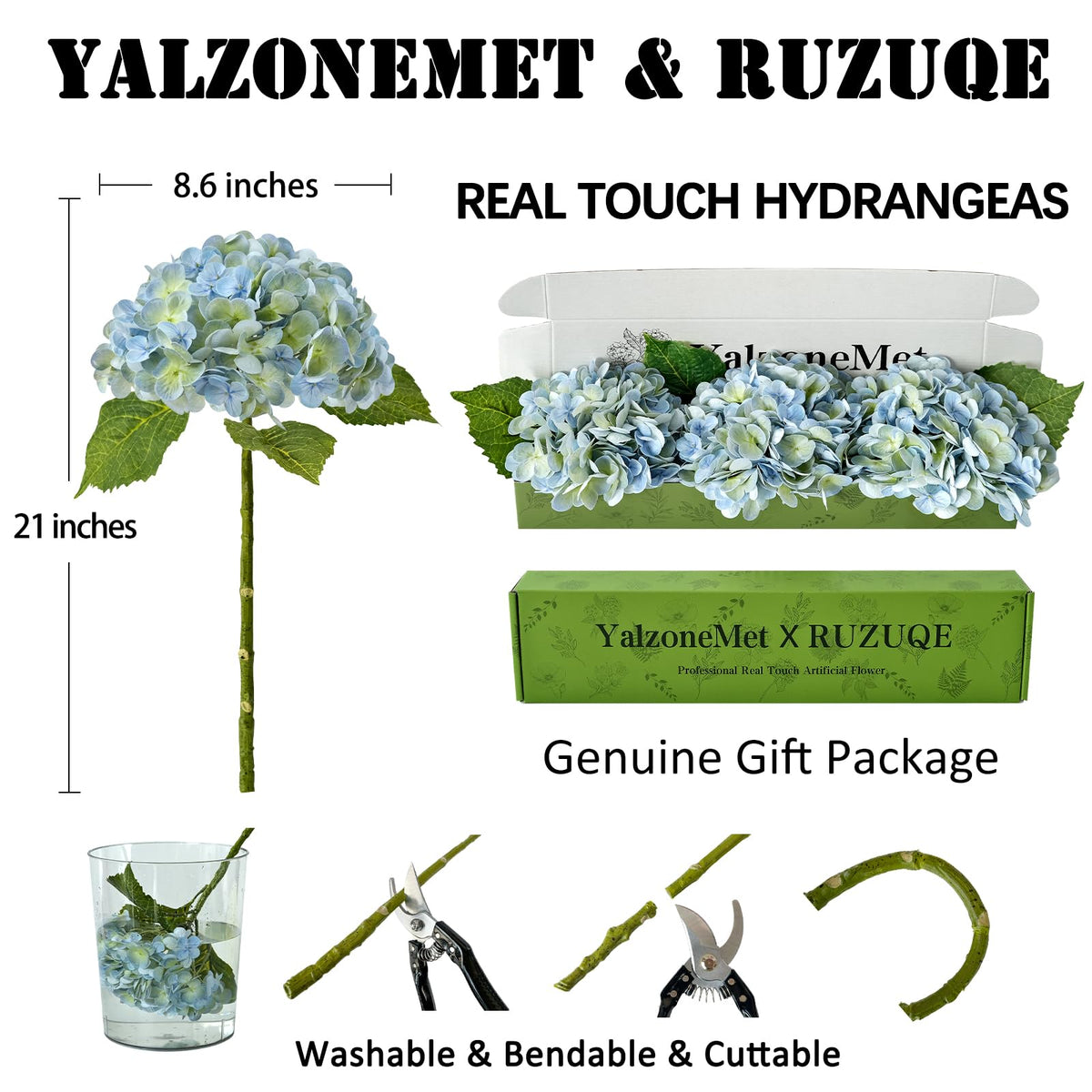 YalzoneMet 21-inch hydrangea length shown for scale.