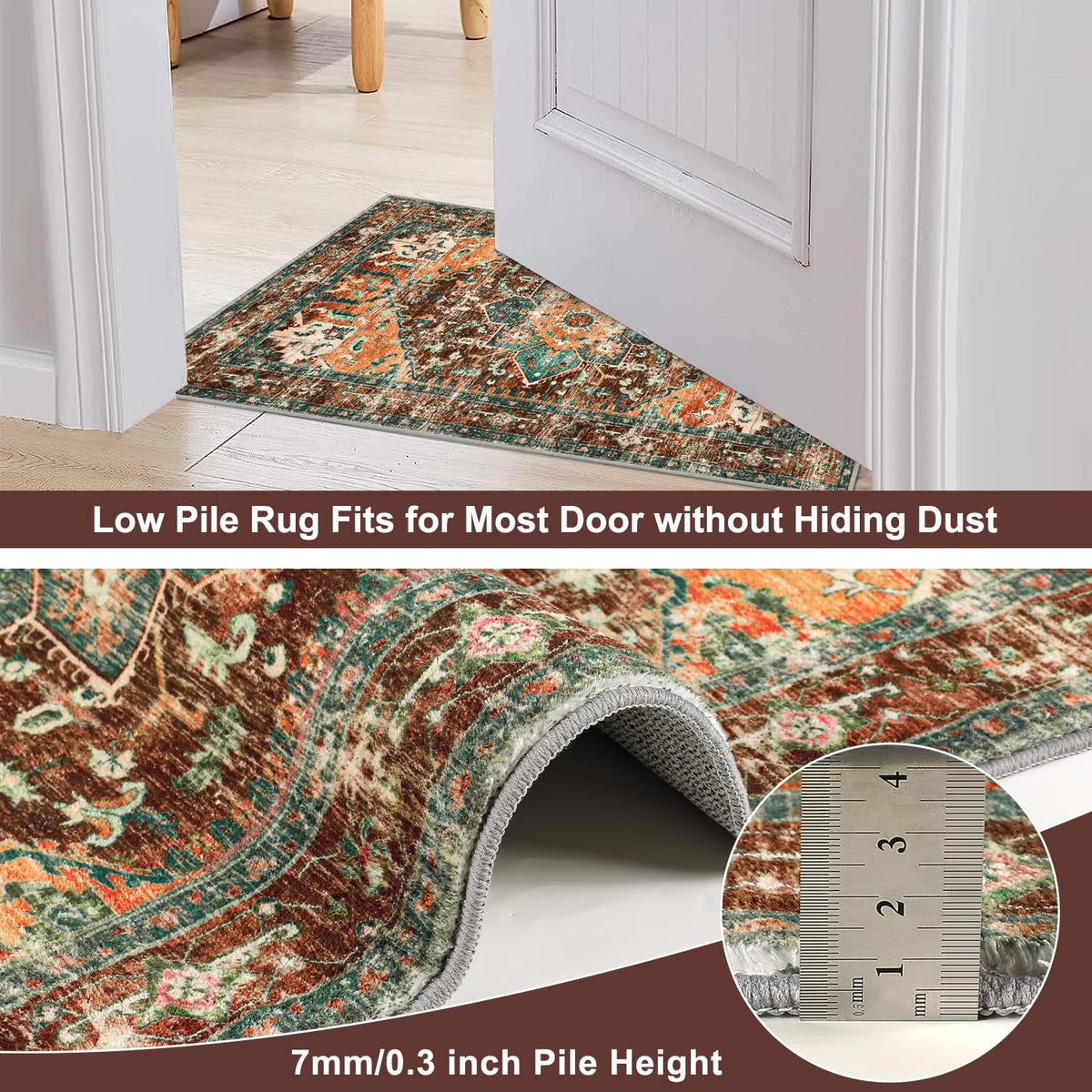 Yamaziot entryway kitchen laundry rug brightens entryways and resists stains.