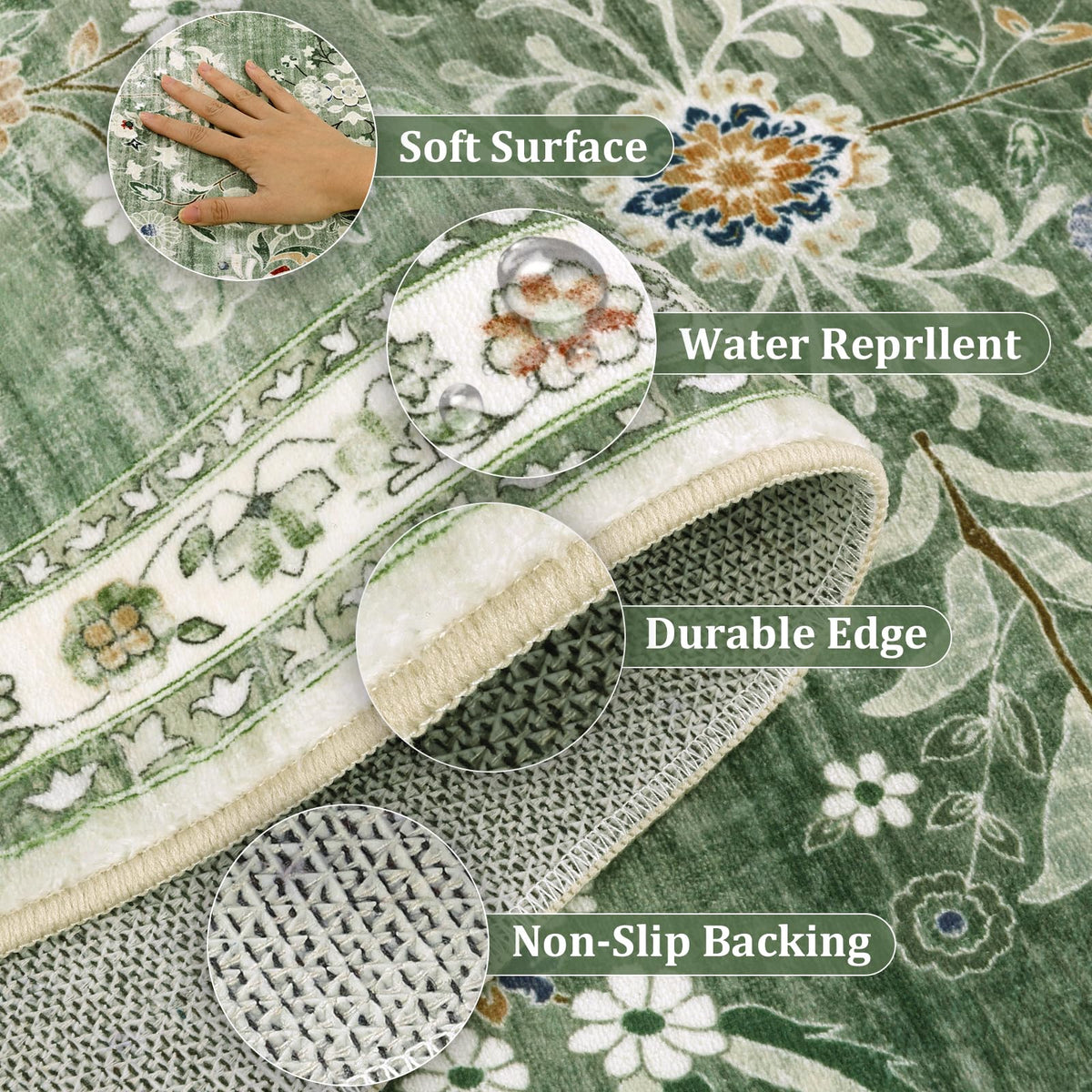 Yamaziot rug adds vintage charm to kitchen or hallway settings.
