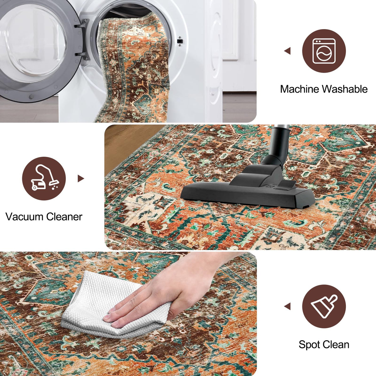 Yamaziot low-pile distressed carpet runner fits under doors without obstruction.