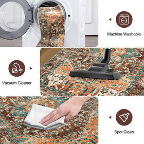 Yamaziot low-pile distressed carpet runner fits under doors without obstruction.