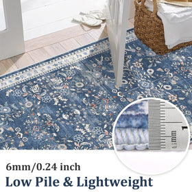 Yamaziot low-pile rug preserves door clearance and prevents snagging.