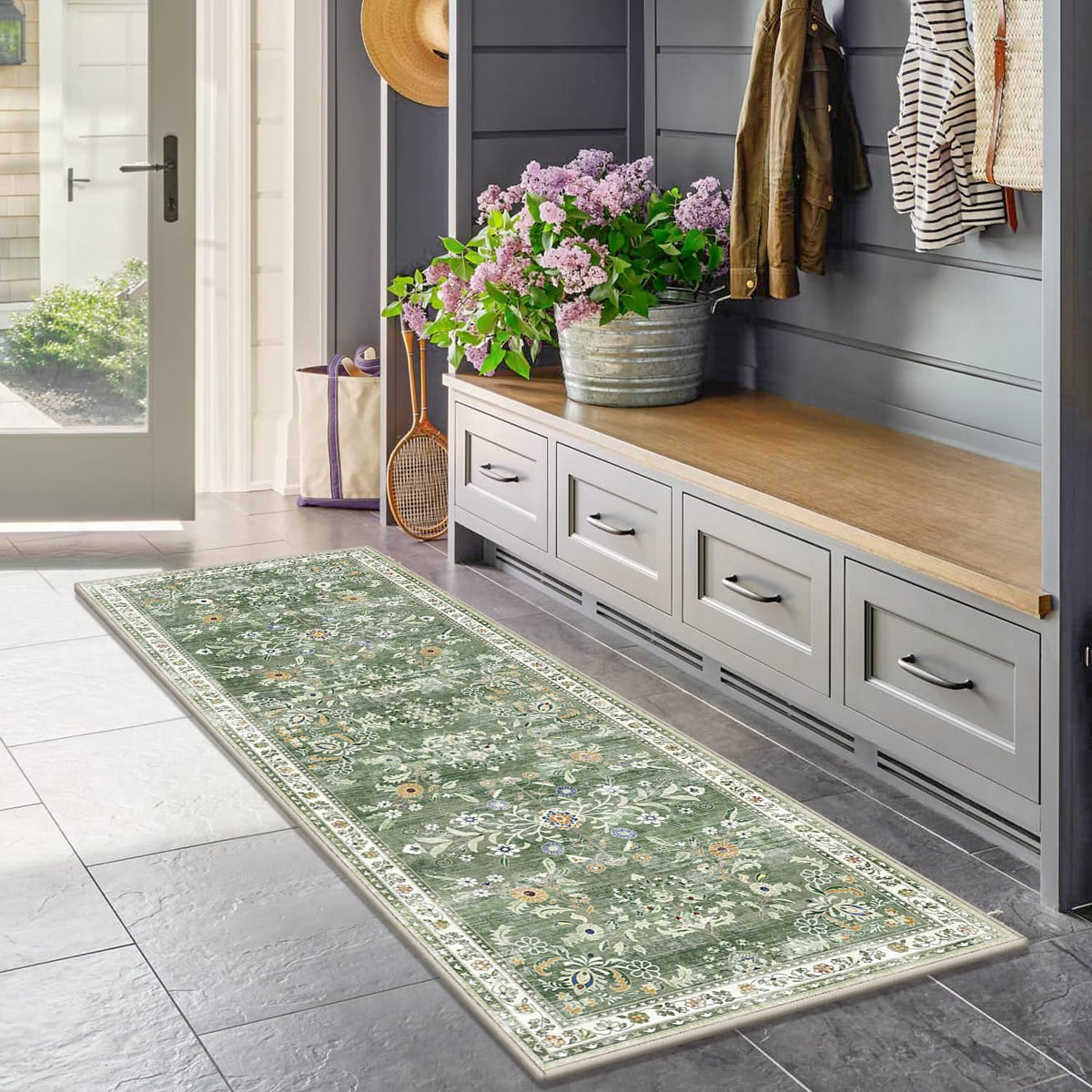 Yamaziot machine-washable rug maintains color and texture after washing