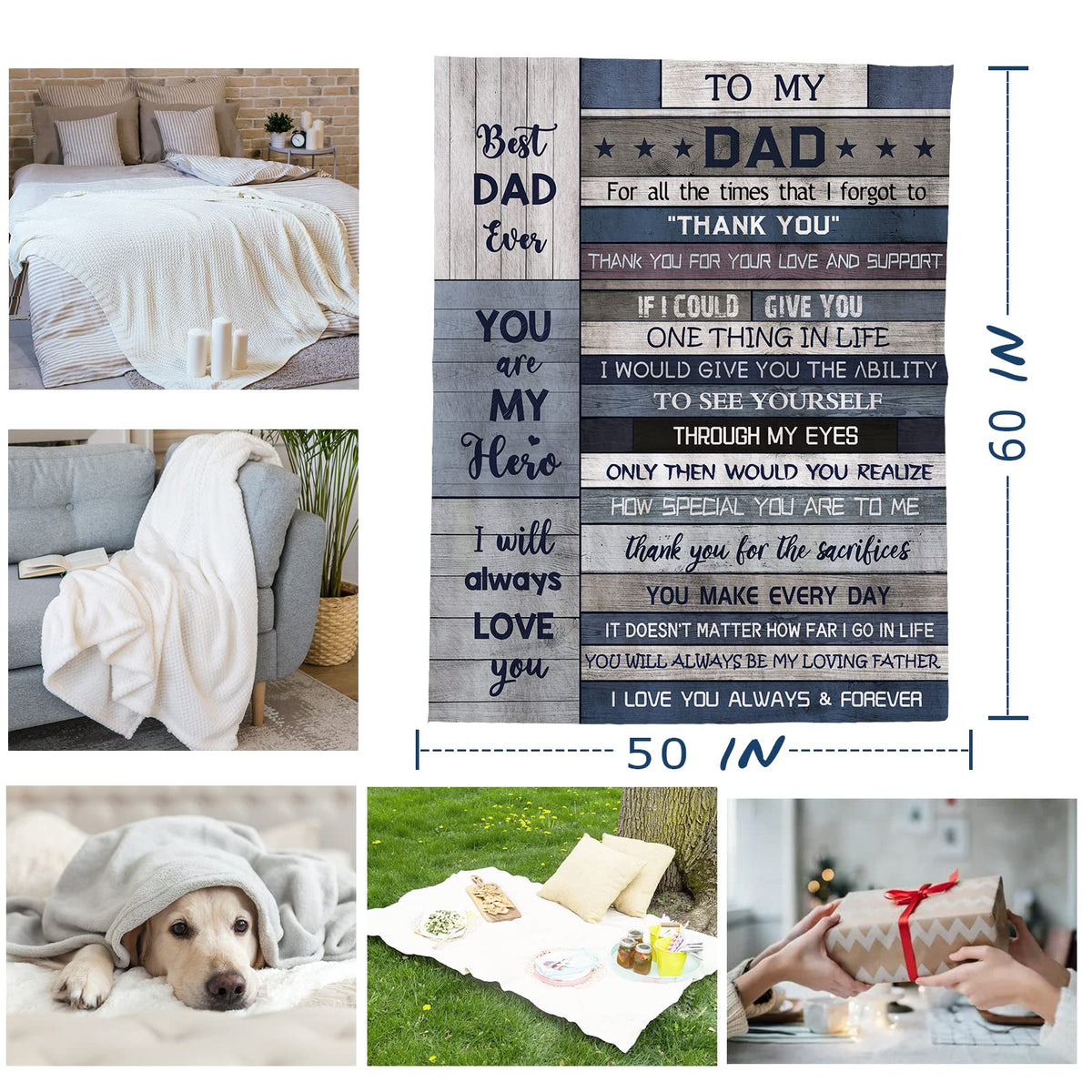 Yamco for Dad blanket, unfolded on couch, cozy warmth for relaxed evenings.