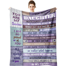 Yamco To My Daughter blanket in soft non-pilling fleece for cozy warmth and durability.