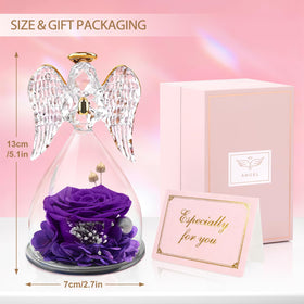 Yamonic delicate-rose-angel-display-purple enhances mantel or desk
