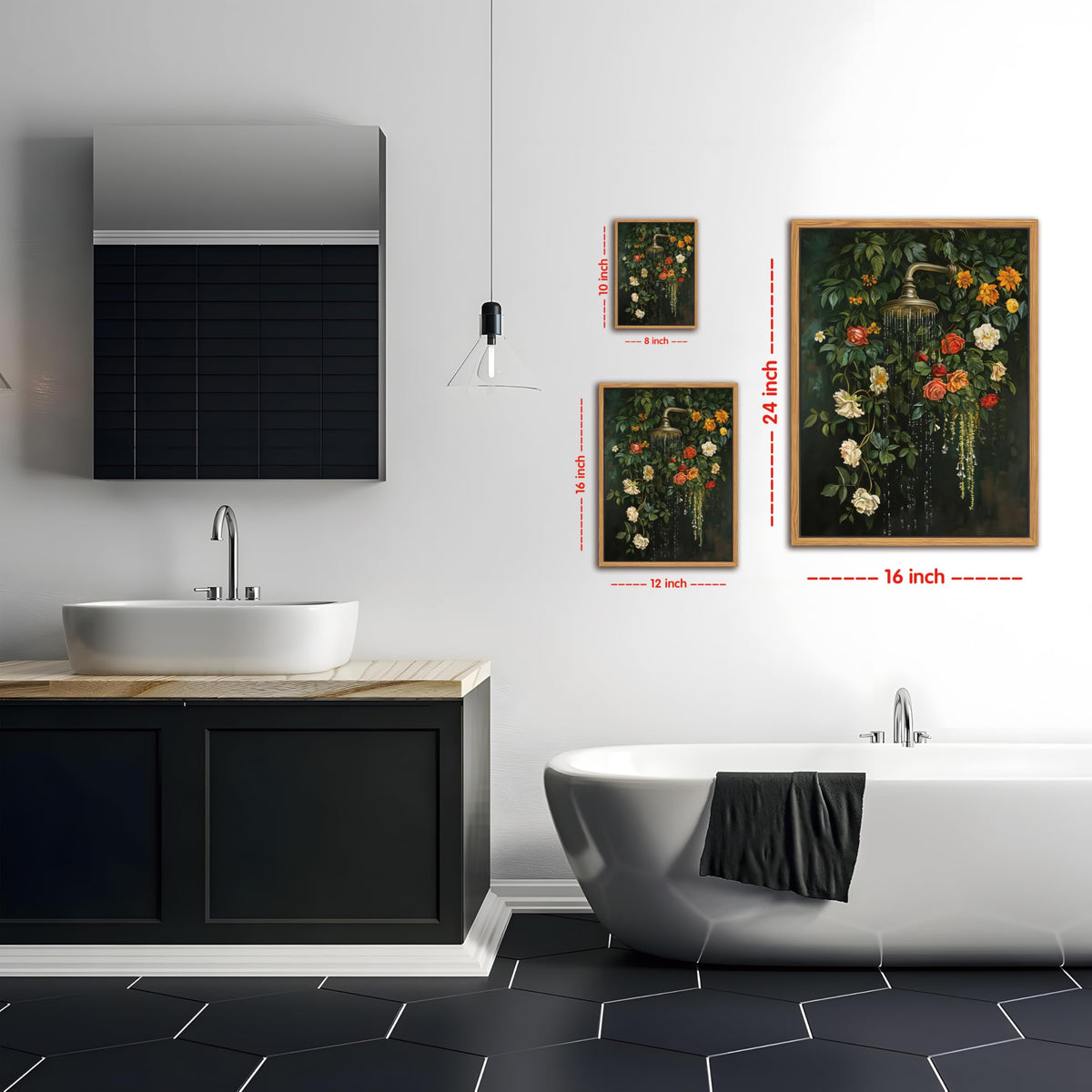 Yaneiro vintage botanical wall decor with deep green background evokes timeless farmhouse style.