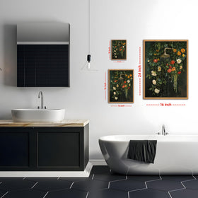 Yaneiro vintage botanical wall decor with deep green background evokes timeless farmhouse style.