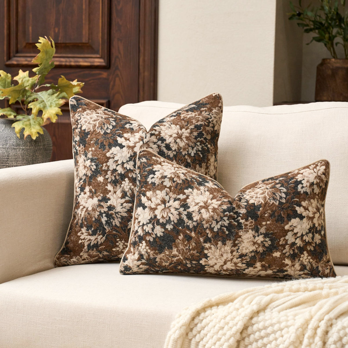 Yangest pattern detail shows front-only design for versatile sofa and bed styling.