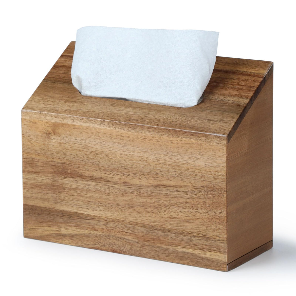 YANGQIHOME acacia towel box cover front view showing natural wood finish for farmhouse charm.