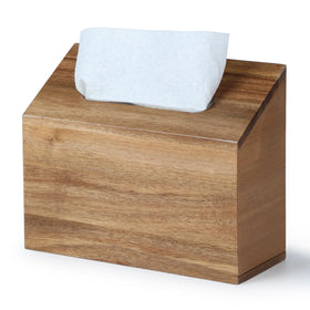 YANGQIHOME acacia towel box cover front view showing natural wood finish for farmhouse charm.