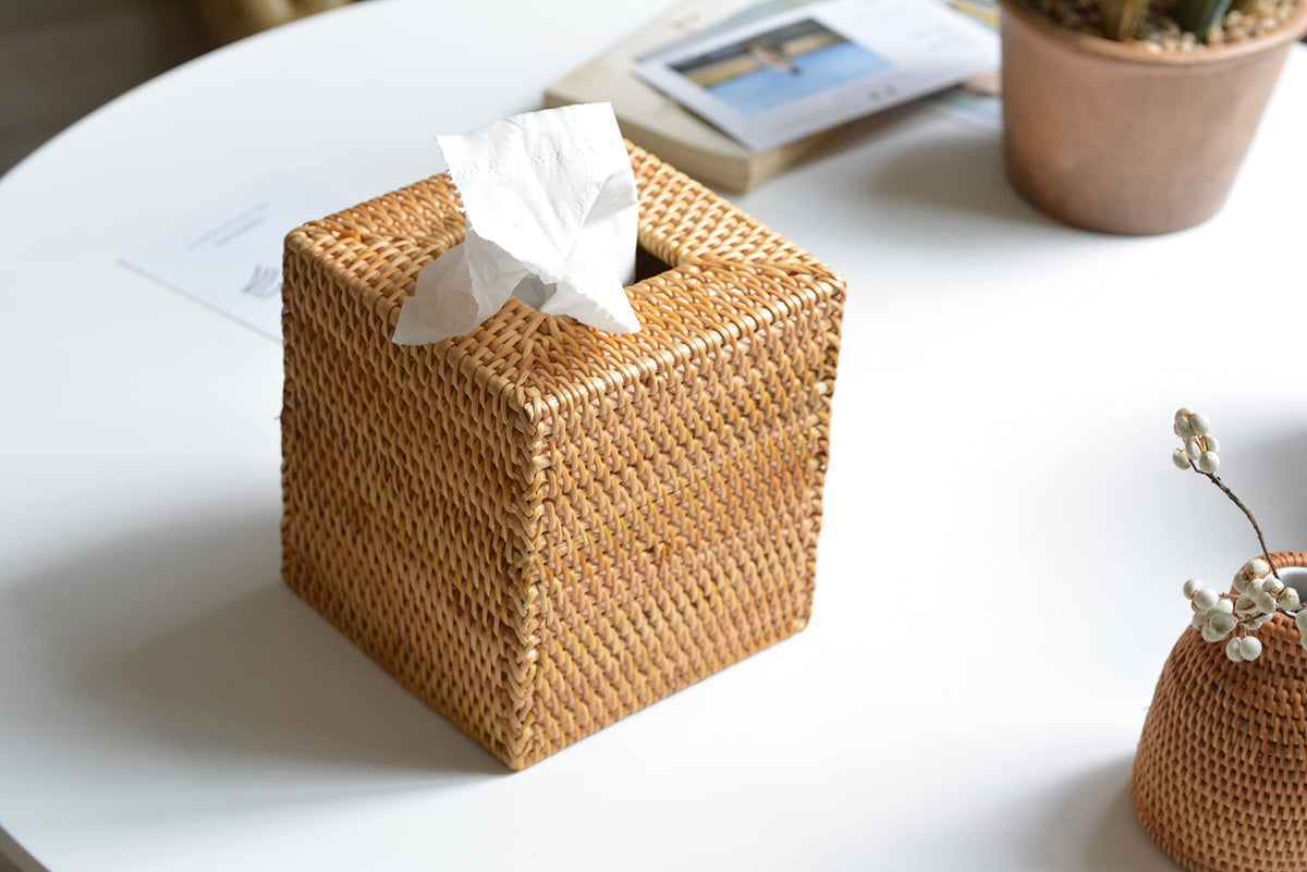 YangqiHome compact square tissue box cover fits standard boxes