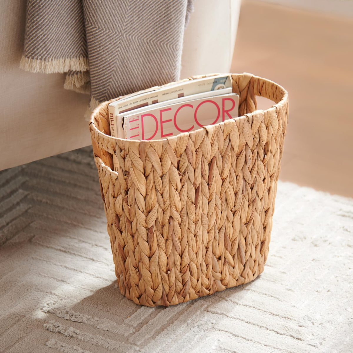 YANGQIHOME compact trash can for small spaces, slim profile fits bathrooms.