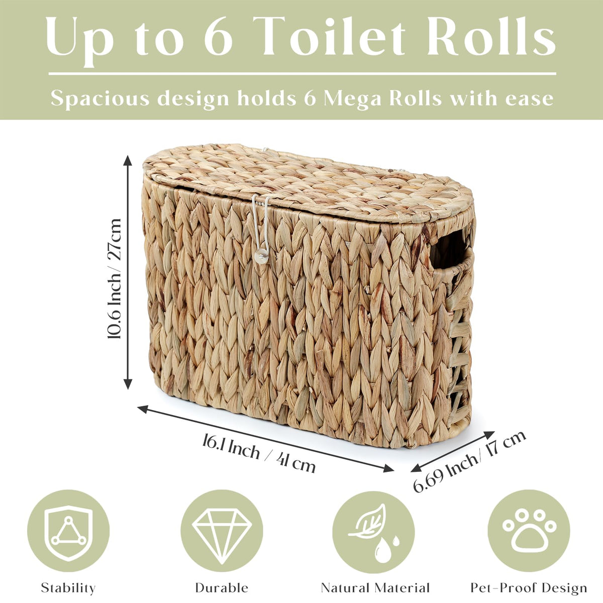 YANGQIHOME handwoven water hyacinth basket adds natural warmth to any bathroom