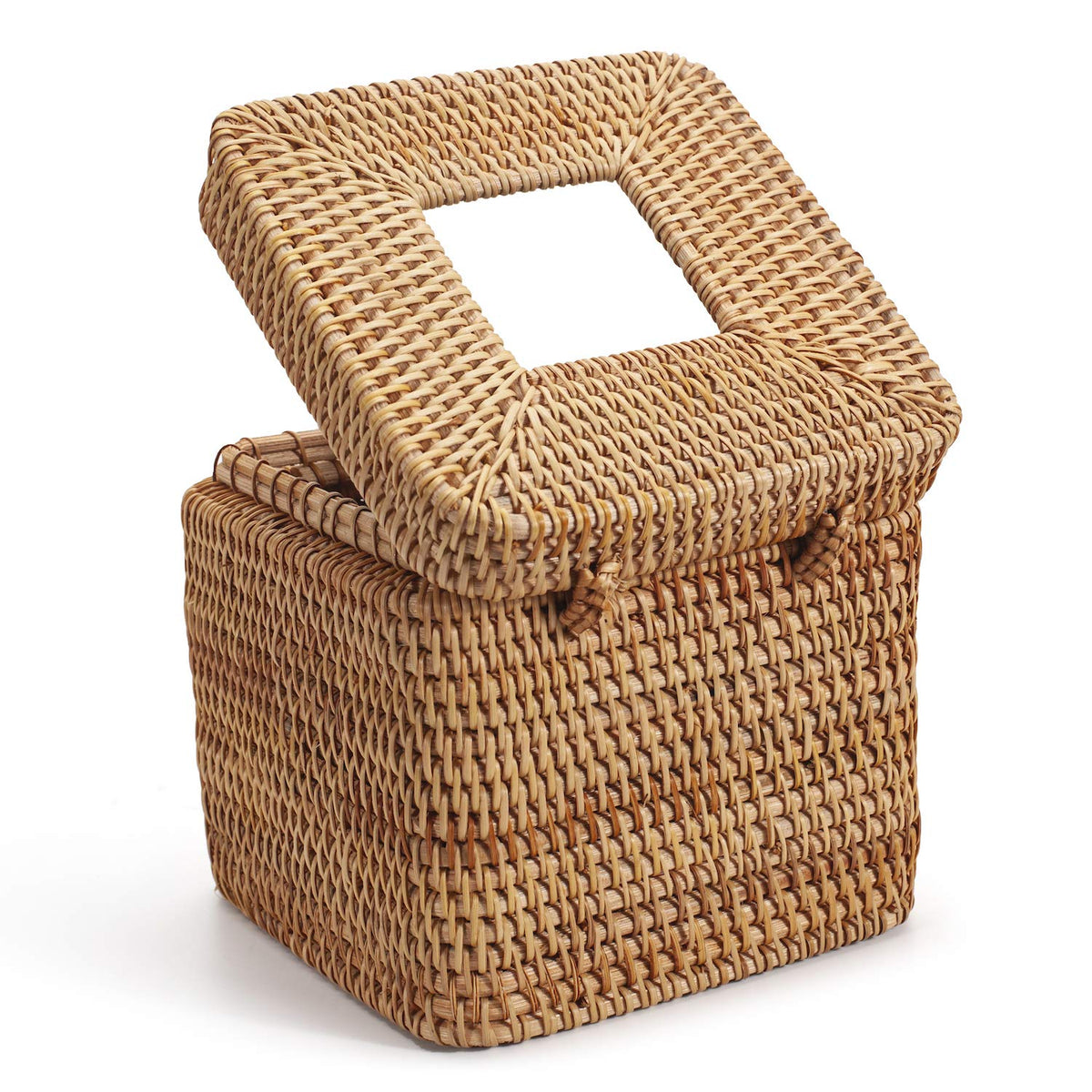 yangqihome hinged-top lid tissue case simplifies tissue replacement and prevents movement.
