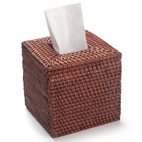 YANGQIHOME Square Rattan Tissue Box Cover with open bottom enables quick changes.