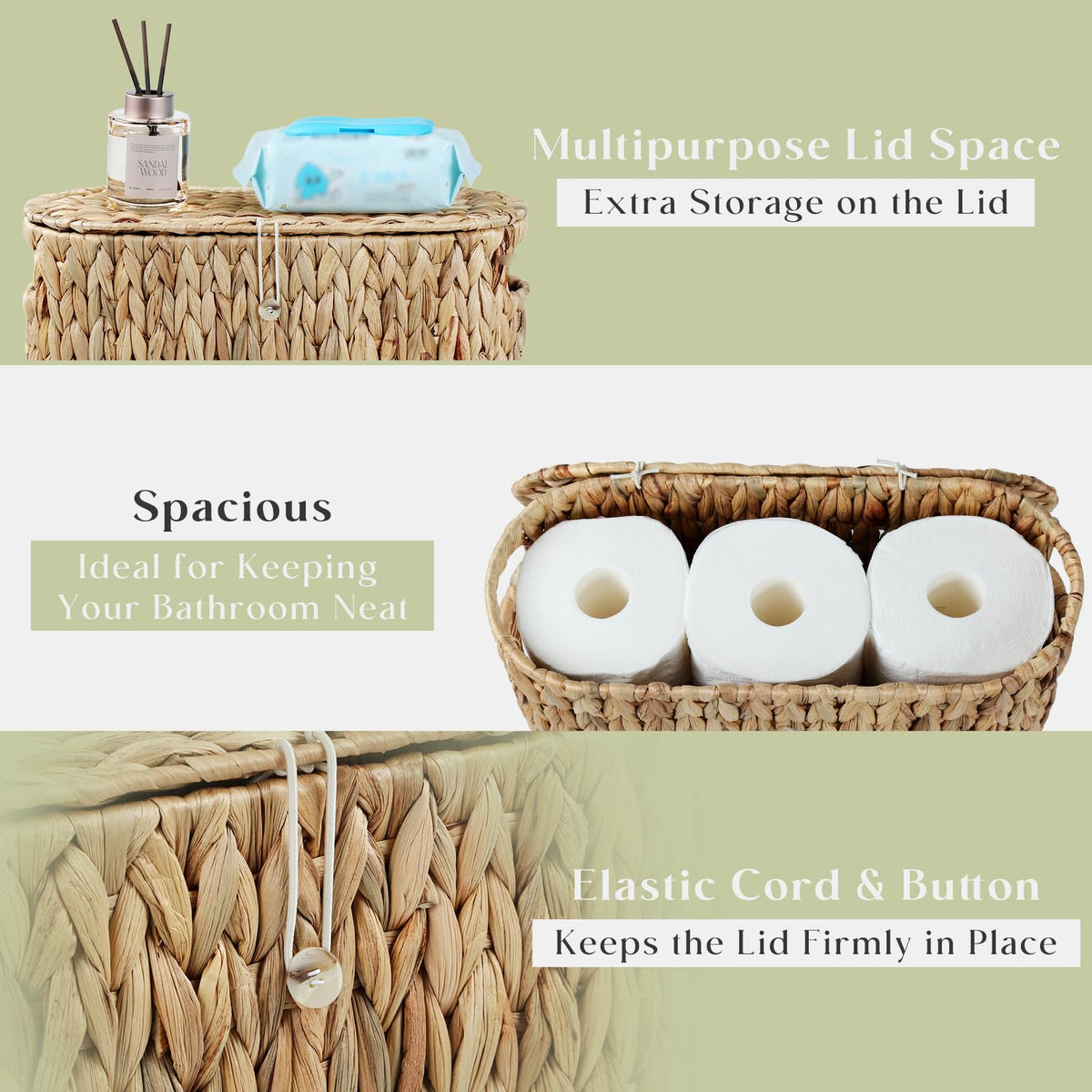 YANGQIHOME toilet paper storage basket window shows remaining mega rolls for easy restocking