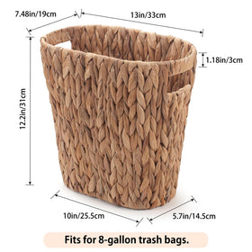 YANGQIHOME trash can with handles, natural water hyacinth weave, portable storage.