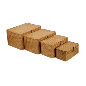 YANGQIHOME wicker baskets with lids for tidy, dust-free storage in any room.