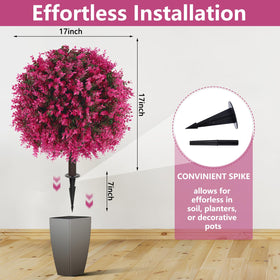 16-inch realistic pink eucalyptus topiary for year-round greenery.