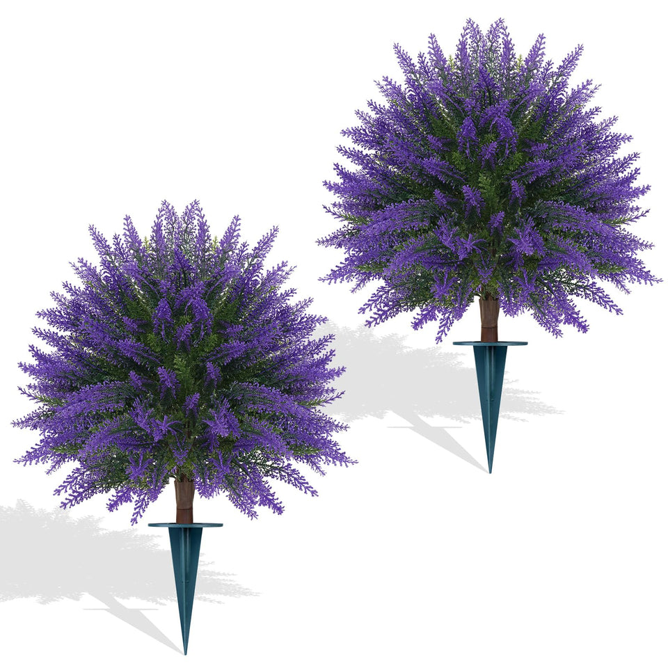 Yangrass lavender topiary with stake, ready for porch display and year-round color