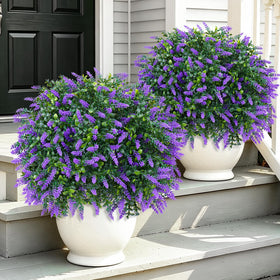 Yangrass artificial lavender topiary balls two-pack, lush focal points for porch or garden.