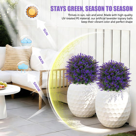 Yangrass artificial lavender topiary stakes included for easy installation.