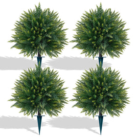 Yangrass cedar topiary ball 23 inch front view, boosts year-round curb appeal