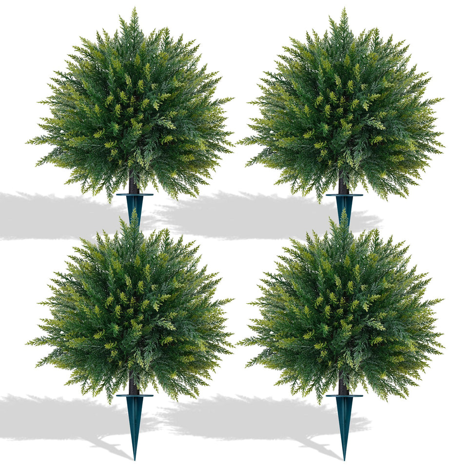 Yangrass cedar topiary ball 23 inch front view, boosts year-round curb appeal