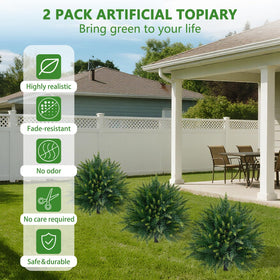 Yangrass cedar topiary ball 23 inch side view, dense foliage for a premium look