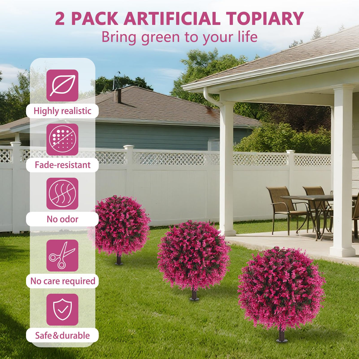 Ground spike topiary ready for front porch or entryway decor.