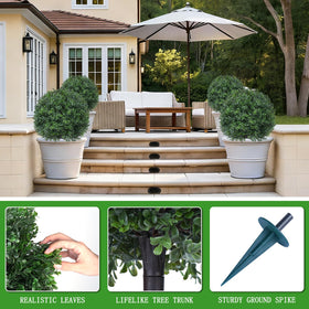 Outdoor Yangrass topiary decor on porch with weatherproof design.
