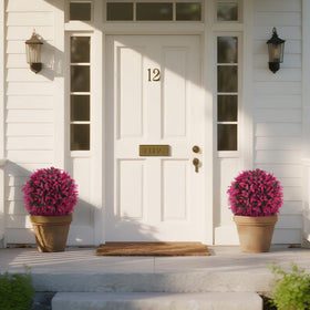 Set of 2 UV-resistant eucalyptus topiaries brightening indoor or balcony spaces.