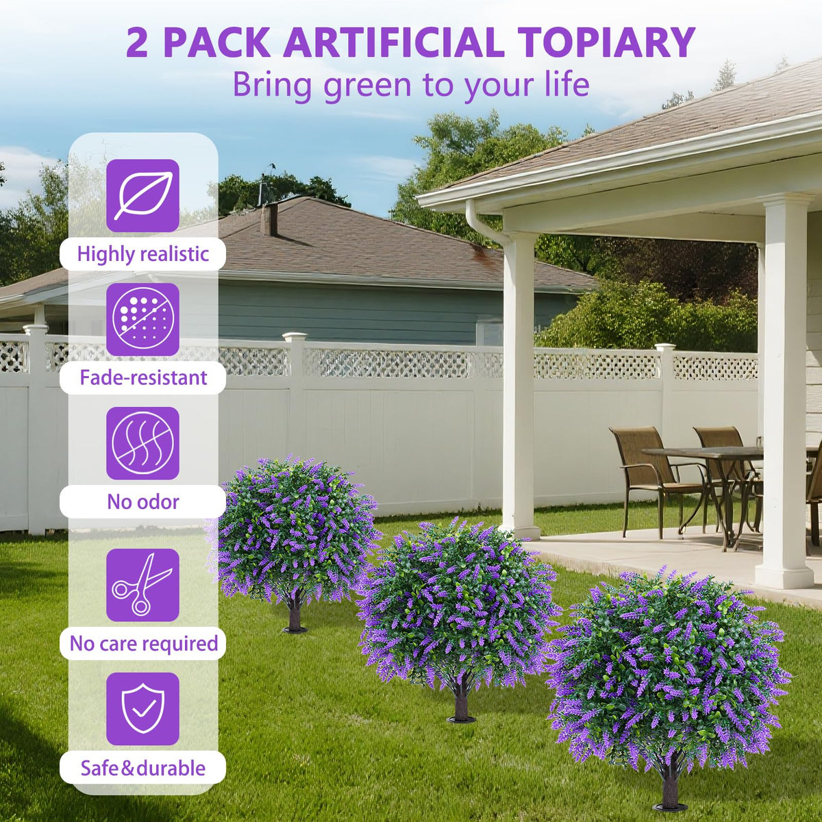 Yangrass UV-resistant outdoor topiary foliage for sun-drenched patios.