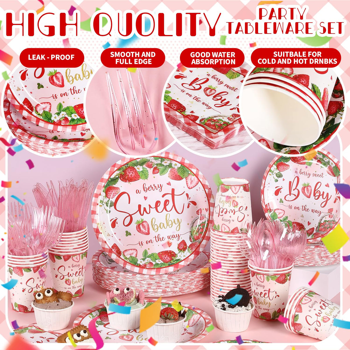 Yaniio Berry Sweet Baby 9oz cup for spill-friendly servings at a joyful shower.