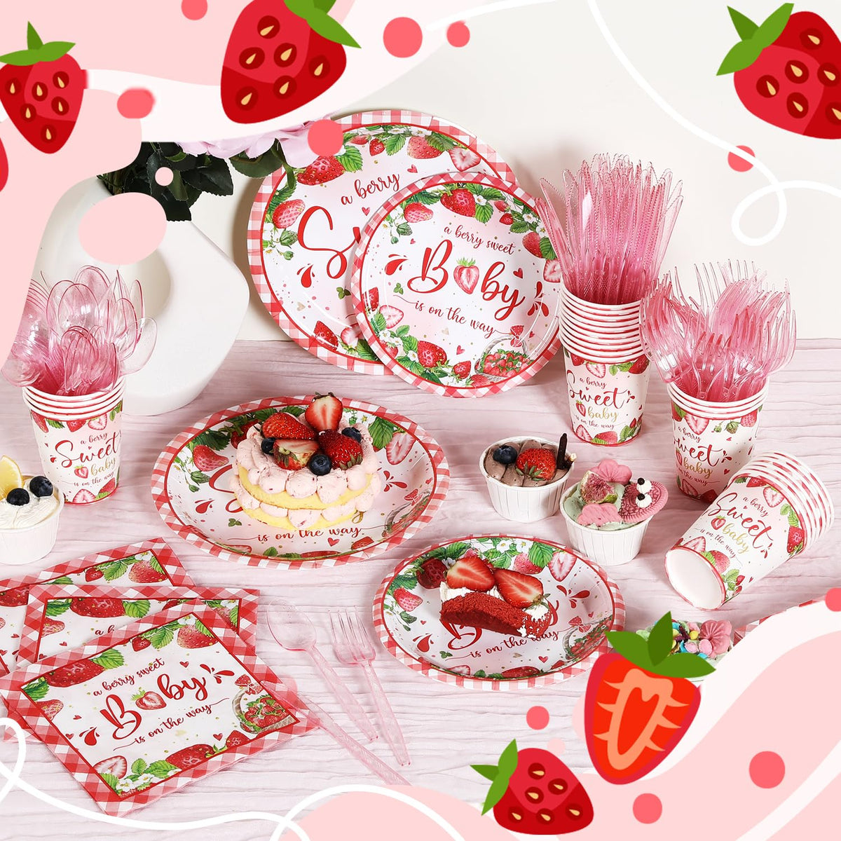 Yaniio Berry Sweet Baby napkins for festive tables and easy cleanup.