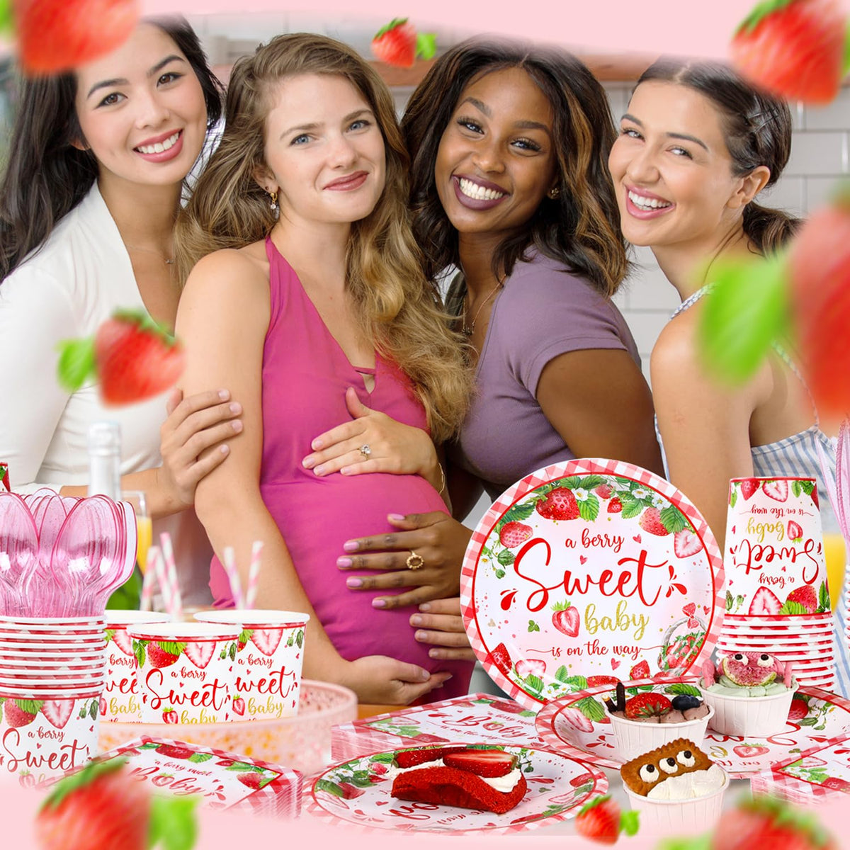 Yaniio Berry Sweet Baby party kit packaging showing coordinated red-green motif.