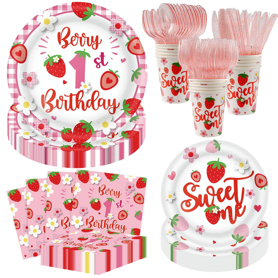 Yaniio strawberry plates for berry themed party serving cake and snacks